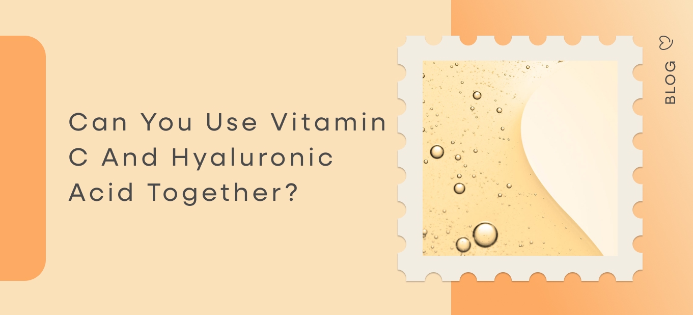 Hyaluronic acid serum dropper with orange fruit showing vitamin C skincare ingredients - Can You Use Vitamin C and Hyaluronic Acid Together? Blog