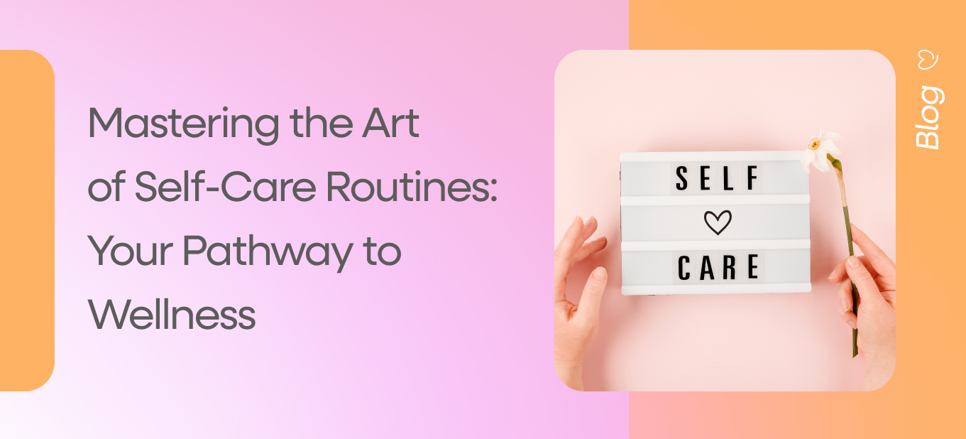 Hands holding a lightbox sign that reads ‘Self Care’ with a flower, symbolizing wellness and intentional self-care