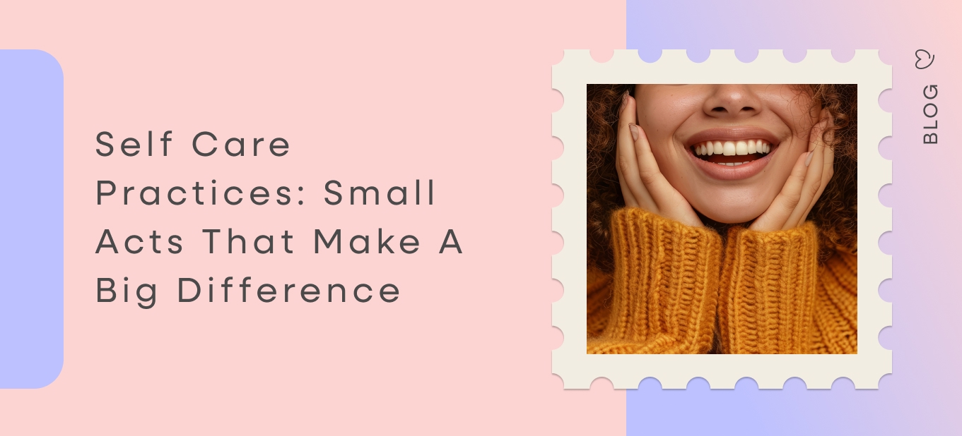 Woman smiling with hands on cheeks representing self care practices and daily self love rituals